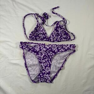 Aeropostale Purple flower bikini. Bottoms size M. Top size S. Vintage Y2K
